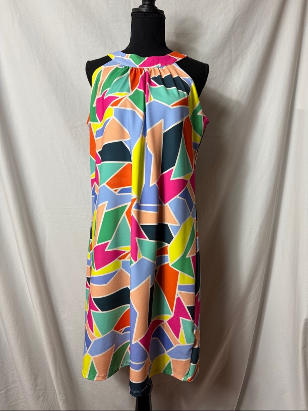 Chelsea Gunn Multicolor Geometric Halter Mini Dress